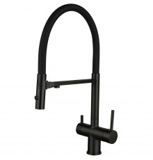 Смеситель для кухни Vincea VKF-120MB с подключением к фильтру, гибким изливом, черный матовый