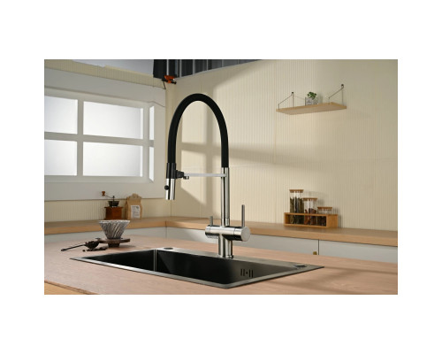 Смеситель для кухни Vincea VKF-120CH с подключением к фильтру, гибким изливом, хром