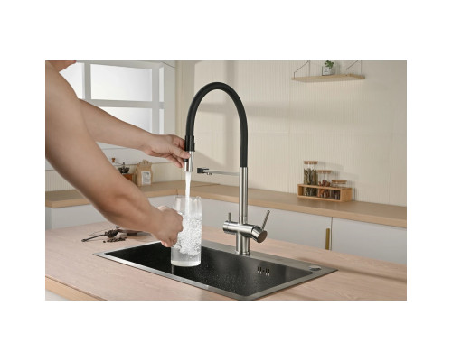 Смеситель для кухни Vincea VKF-120CH с подключением к фильтру, гибким изливом, хром