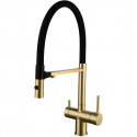 Смеситель для кухни Vincea VKF-120BG с подключением к фильтру, гибким изливом, золотой матовый