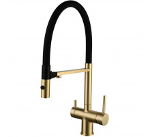 Смеситель для кухни Vincea VKF-120BG с подключением к фильтру, гибким изливом, золотой матовый