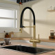 Смеситель для кухни Vincea VKF-120BG с подключением к фильтру, гибким изливом, золотой матовый