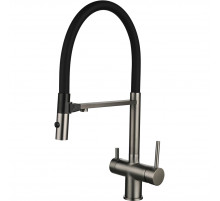 Смеситель для кухни Vincea VKF-120GM с подключением к фильтру, гибким изливом, вороненая сталь