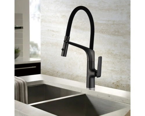 Смеситель для кухни Vincea VKF-115MB с гибким изливом, черный матовый