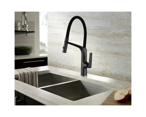 Смеситель для кухни Vincea VKF-115MB с гибким изливом, черный матовый