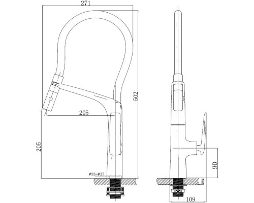 Смеситель для кухни Vincea VKF-115CH с гибким изливом, хром