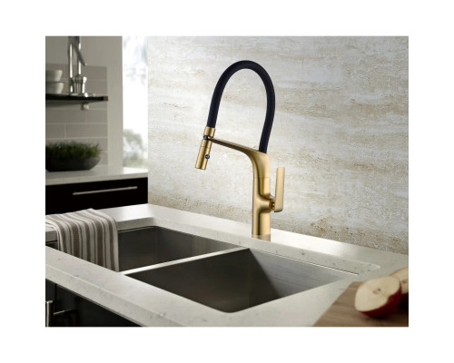Смеситель для кухни Vincea VKF-115BG с гибким изливом, золотой матовый
