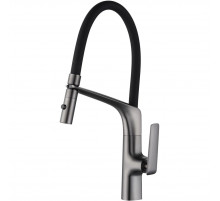 Смеситель для кухни Vincea VKF-115GM с гибким изливом, вороненая сталь