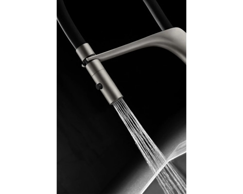 Смеситель для кухни Vincea VKF-115GM с гибким изливом, вороненая сталь