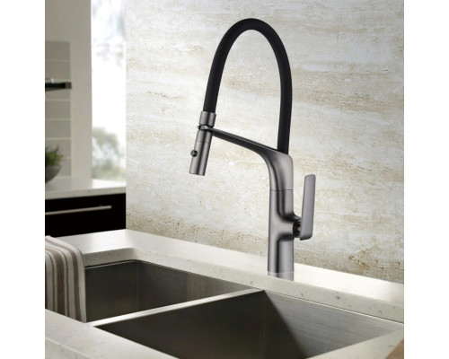 Смеситель для кухни Vincea VKF-115GM с гибким изливом, вороненая сталь