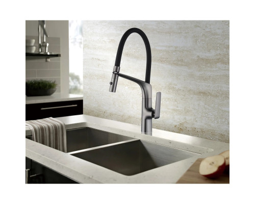 Смеситель для кухни Vincea VKF-115GM с гибким изливом, вороненая сталь