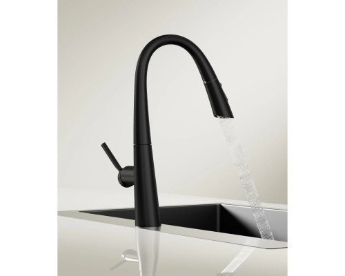 Смеситель для кухни Vincea VKF-176MB с выдвижным изливом, черный матовый