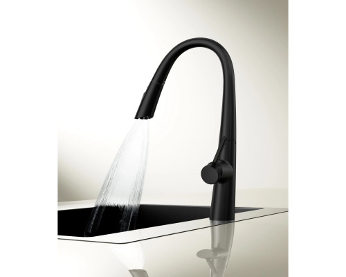 Смеситель для кухни Vincea VKF-176MB с выдвижным изливом, черный матовый