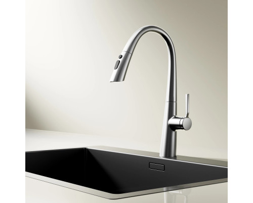 Смеситель для кухни Vincea VKF-176CH с выдвижным изливом, хром