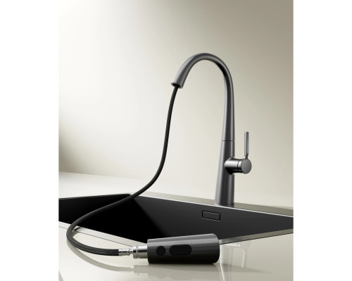 Смеситель для кухни Vincea VKF-176GM с выдвижным изливом, вороненая сталь