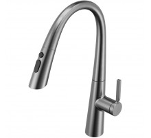 Смеситель для кухни Vincea VKF-176GM с выдвижным изливом, вороненая сталь