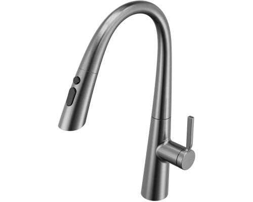 Смеситель для кухни Vincea VKF-176GM с выдвижным изливом, вороненая сталь