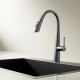 Смеситель для кухни Vincea VKF-176GM с выдвижным изливом, вороненая сталь
