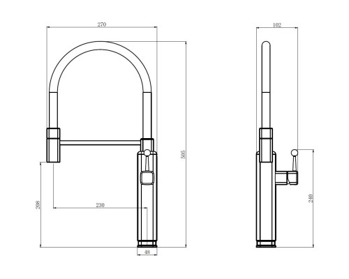 Смеситель для кухни Vincea VKF-101MB с гибким изливом, хром/черный матовый