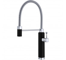 Смеситель для кухни Vincea VKF-101MB с гибким изливом, хром/черный матовый