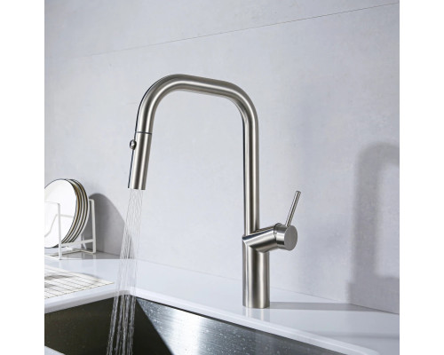 Смеситель для кухни Vincea VKF-107BN с выдвижным изливом, сатин
