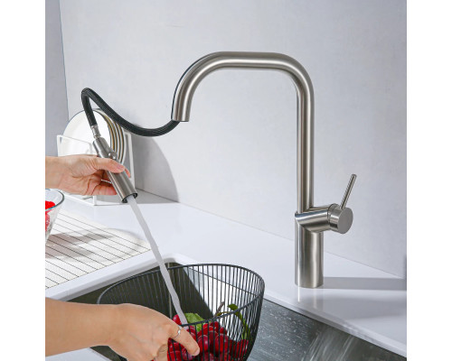 Смеситель для кухни Vincea VKF-107BN с выдвижным изливом, сатин