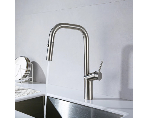 Смеситель для кухни Vincea VKF-107BN с выдвижным изливом, сатин