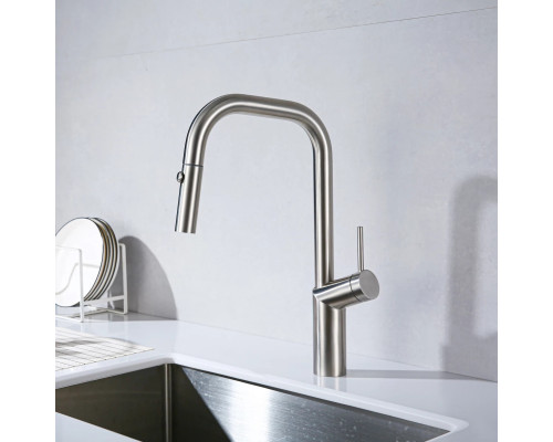 Смеситель для кухни Vincea VKF-107BN с выдвижным изливом, сатин