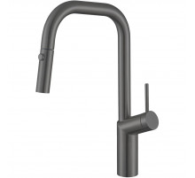 Смеситель для кухни Vincea VKF-107GM с выдвижным изливом, вороненая сталь