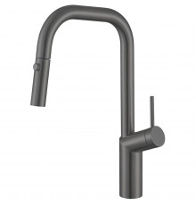 Смеситель для кухни Vincea VKF-107GM с выдвижным изливом, вороненая сталь