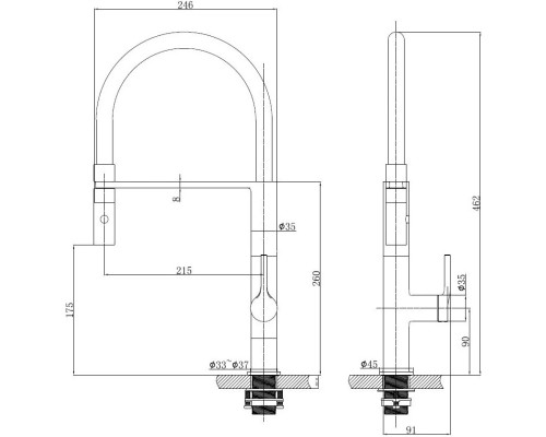 Смеситель для кухни Vincea VKF-114CH с гибким изливом, хром