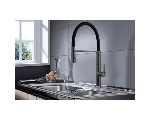 Смеситель для кухни Vincea VKF-114GM с гибким, вороненая сталь