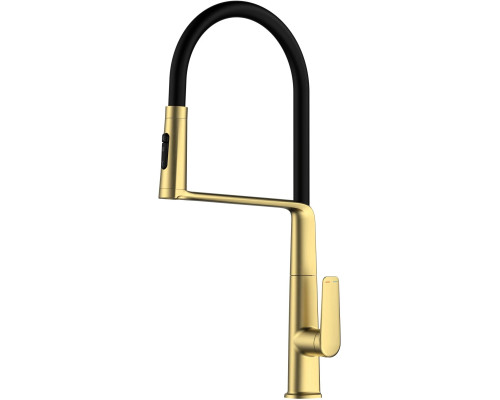 Смеситель для кухни Vincea VKF-118BG с гибким изливом, золотой матовый