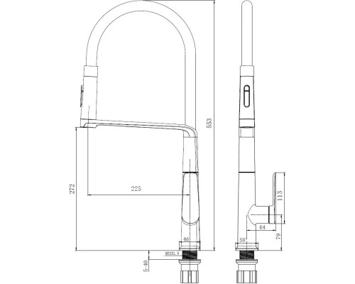 Смеситель для кухни Vincea VKF-118BG с гибким изливом, золотой матовый