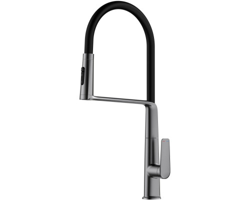 Смеситель для кухни Vincea VKF-118GM с гибким изливом, вороненая сталь