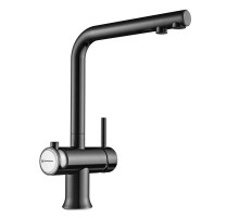 Смеситель для кухни с подключением к фильтру вороненая сталь/белый Omoikiri Hotaru-GM-WH