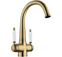 Смеситель для кухни с подключением к фильтру античная латунь Omoikiri Okinawa-2-AB