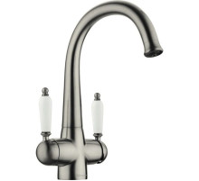 Смеситель для кухни с подключением к фильтру античное серебро Omoikiri Okinawa-2-SI