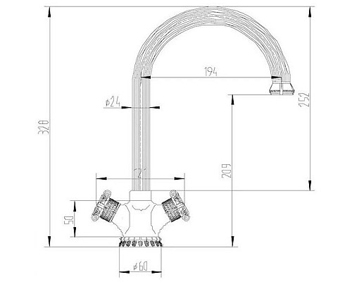 Купить Смеситель для кухни Zorg Antic A 2005K-BR в магазине сантехники Santeh-Crystal.ru