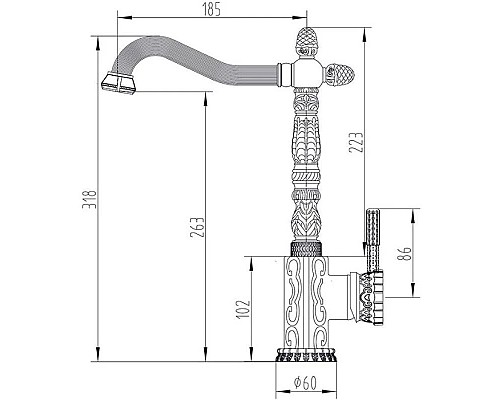 Купить Смеситель для кухни Zorg Antic A 117K-BR в магазине сантехники Santeh-Crystal.ru