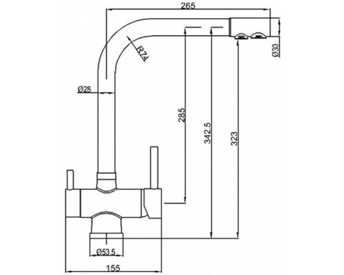Купить Смеситель для кухни с подключением к фильтру Zorg Sanitary ZR348YFXPOMCHEPMETAL в магазине сантехники Santeh-Crystal.ru
