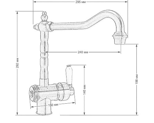 Приобрести Смеситель для кухни Seaman Barcelone SSL-5077-Antique Gold в магазине сантехники Santeh-Crystal.ru