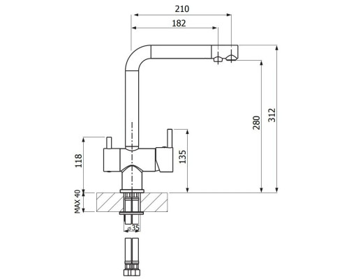 Купить Смеситель для кухни Florentina Ares AV хром/песочный 30.30H.2120.107 в магазине сантехники Santeh-Crystal.ru