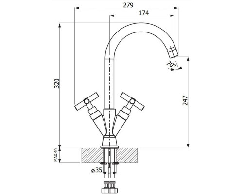 Заказать Смеситель для кухни Florentina Ita AV хром/бежевый 30.29H.1120.104 в магазине сантехники Santeh-Crystal.ru