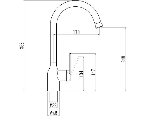 Приобрести Смеситель для кухни Savol 800 S-601816 в магазине сантехники Santeh-Crystal.ru