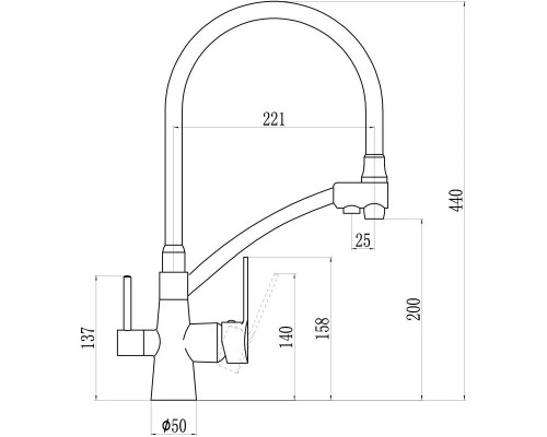 Приобрести Смеситель для кухни с подключением к фильтру Savol S-L1805C-04 в магазине сантехники Santeh-Crystal.ru