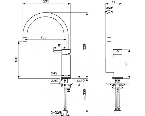 Приобрести Смеситель для кухни Ideal Standard Mara A9020AA в магазине сантехники Santeh-Crystal.ru