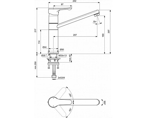 Заказать Смеситель для кухни Ideal Standard Alpha BC813Q9 в магазине сантехники Santeh-Crystal.ru