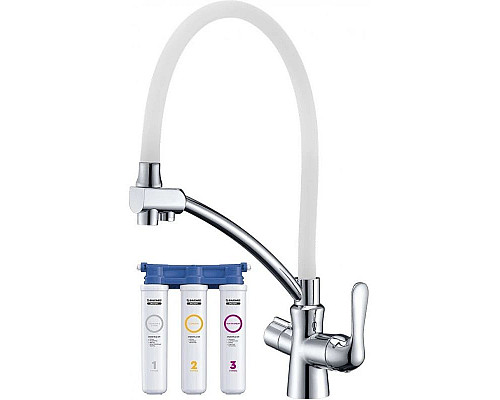 Заказать Смеситель для кухни с фильтром Lemark Comfort LM3070C-White + H851P00 в магазине сантехники Santeh-Crystal.ru