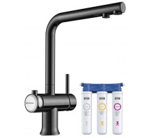 Смеситель для кухни с фильтром Omoikiri Hotaru-GM-WH вороненая сталь/белый 4994053 + H851P00